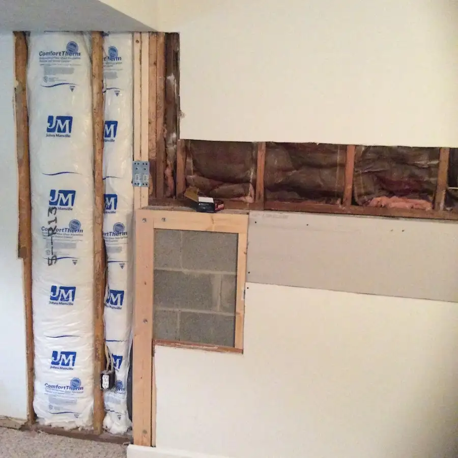 Wall insulation replacement during Basement Flood Cleanup in Lenox
